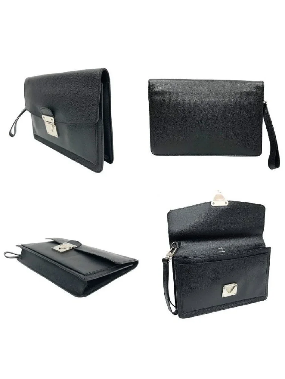 Louis Vuitton Taiga Belaia Second Handbag Clutch Ardoise Black